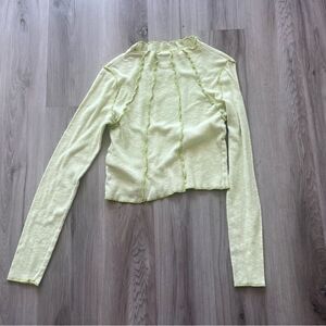 BDG XL Neon Green Long Sleeve Cropped Blouse